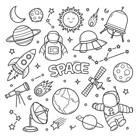 Space Doodle Hand Drawn Vector Clip Art Objects Illustration 11991563