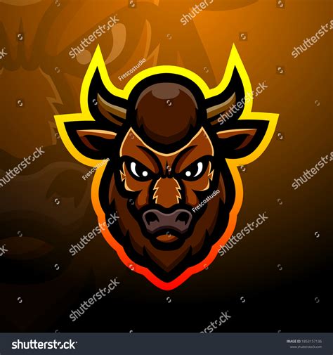 Bison Head Mascot Esport Logo Design Stock Vector Royalty Free