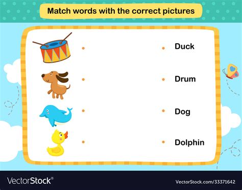 Match Words With Correct Pictures Royalty Free Vector Image
