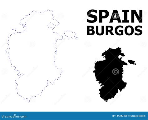 Vector Contour Dotted Map Of Burgos Province With Caption Stock Vector