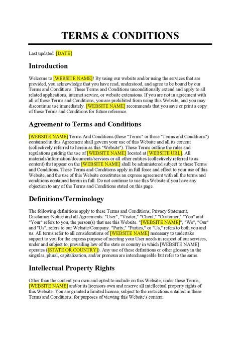 Website Terms And Conditions Template Free Download Easy Legal Docs