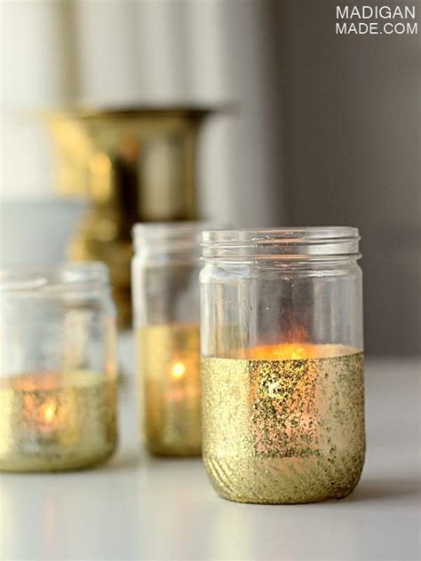 Glitter And Gold Dipped Mason Jar Candles 28 Glitzy Gold Dipped