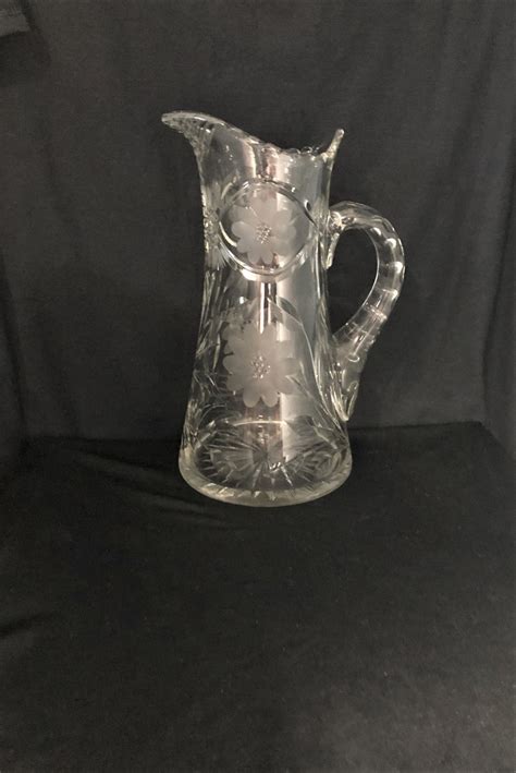Antique American Brilliant Period Crystal Cut Glass Pitcher Etsy