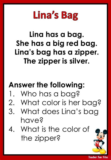 Teacher Fun Files Easy Reading Passages With Comprehension Questions