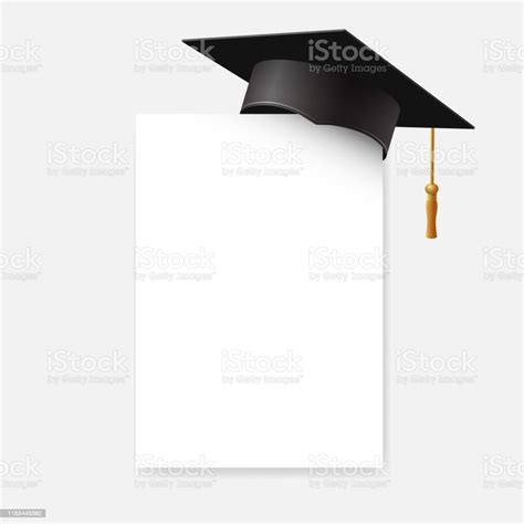 Graduation Cap Or Mortar Board On Paper Corner Vector Education Design