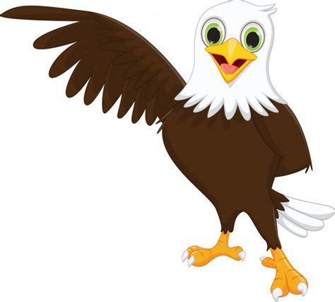 Cute Eagle Cartoon Waving Vector Premium Download