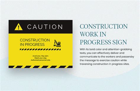 Construction Work In Progress Sign Template In Pages Word Psd
