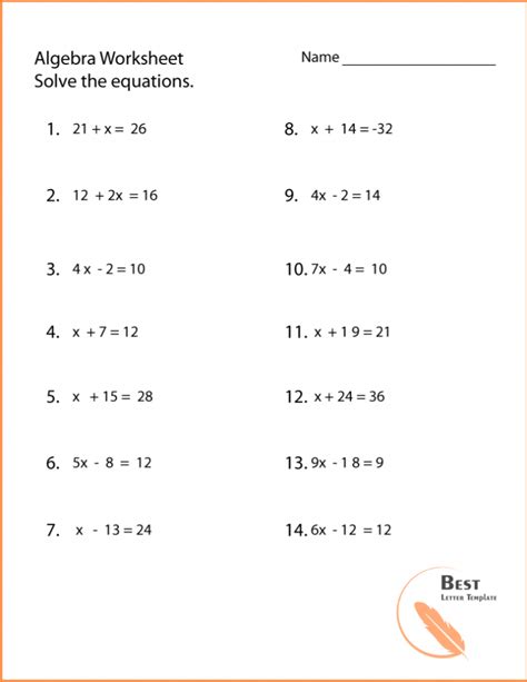 Free Algebra Worksheets Printable With Answers
