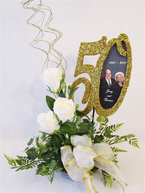 50th Anniversary Centerpiece With Roses Or Other Year Designs By Ginny