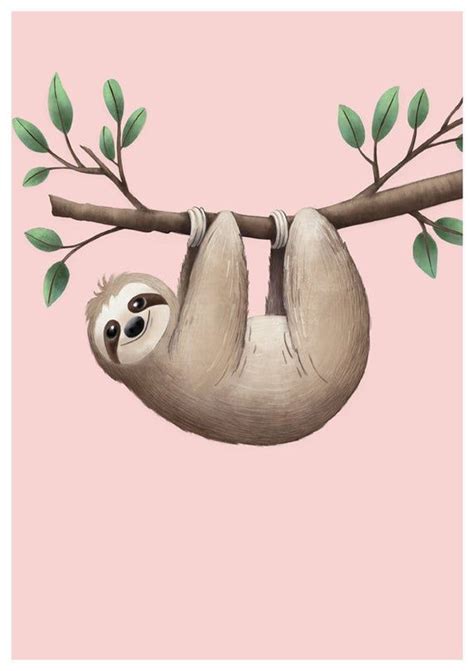Sloth Wall Art Nursery Print Childrens Prints Kids Room Decor