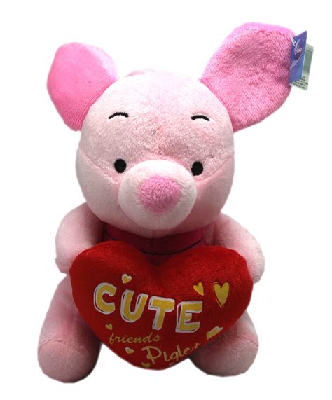 Disneys Winnie The Pooh Smiling Piglet Holding A Heart Small Plush Toy