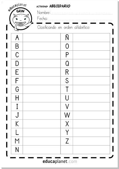 Ficha Orden AlfabÉtico Imprimible Gratuita Abecedario Actividades