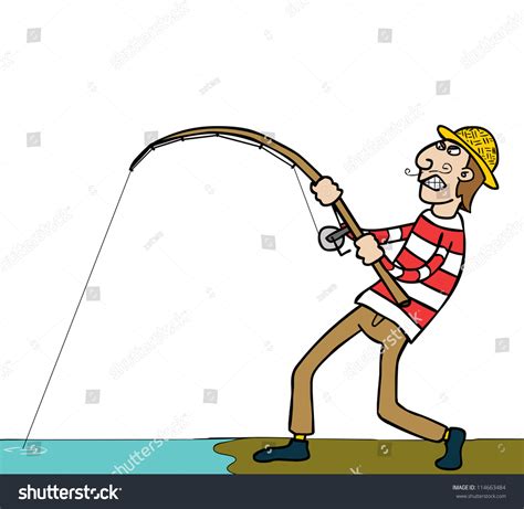 A Fishing Guy Stock Vector Illustration 114663484 Shutterstock