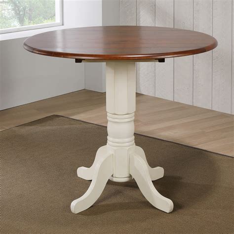 Andrews Round Drop Leaf Counter Height Table Antique White And Chestnut