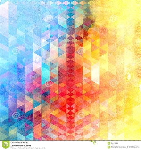 Watercolor Geometric Background With Triangles Stock Illustration