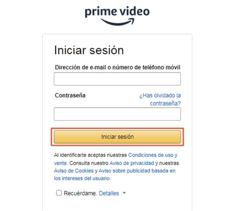 Amazon Prime Video iniciar sesión o entrar a tu cuenta