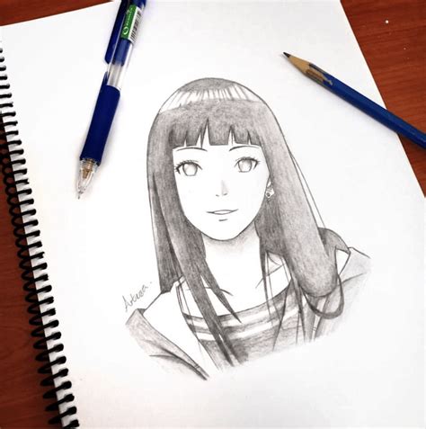 Hinata Hyuga Drawing Pencil Sketch Colorful Realistic Art Images