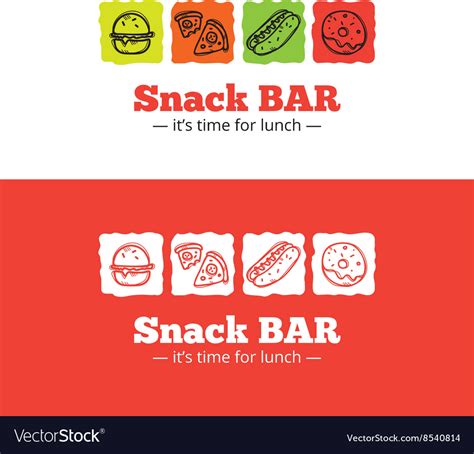 Trendy Snack Bar Logo In Doodle Style Royalty Free Vector