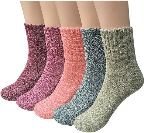 Pack Of 5 Womens Thick Knit Warm Casual Wool Crew Winter