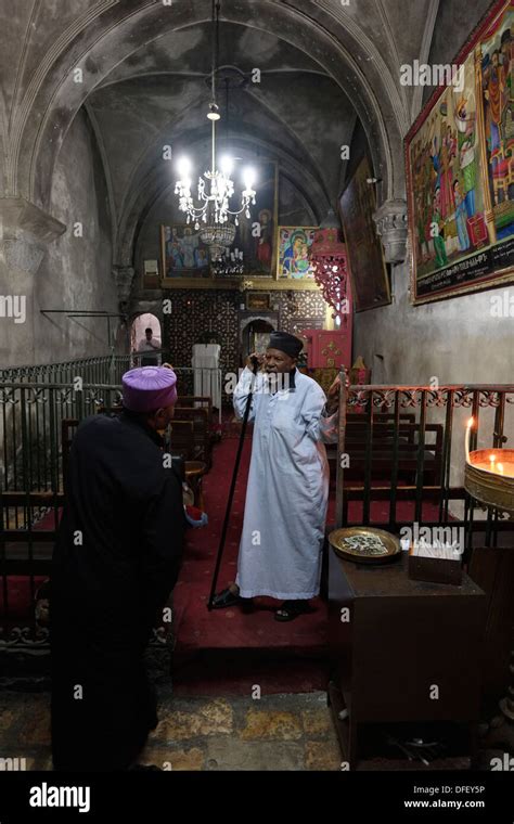 Ethiopian Orthodox Christians Inside The Small Chapel Dedicated To