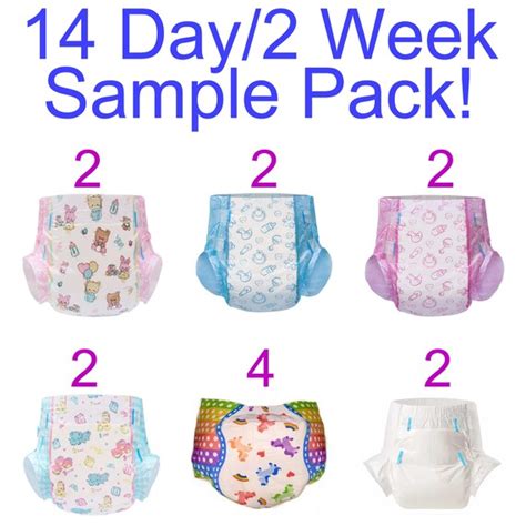adult printed diapers 14 day 2 week sample pack 14pk large etsy