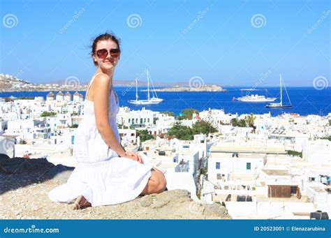 Girl In Mykonos Stock Image Image Of Greece Tourist 20523001
