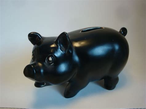 Vintage Large Black Pig Piggy Bank Money Box Traditional Ceramic Sylvac