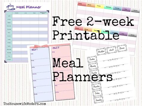Free Printable 2 Week Meal Planners 4 Different Designs The