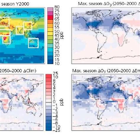 Projected Changes Of Seasonal Mean Surface Ozone Values 2050 2000
