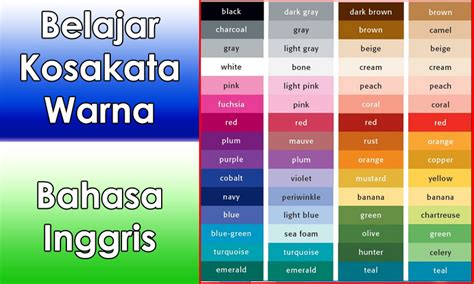 Jadikan bahasa inggeris sebagai bahasa komunikasi di rumah. Kosakata Warna dalam Bahasa Inggris dan Artinya Lengkap ...