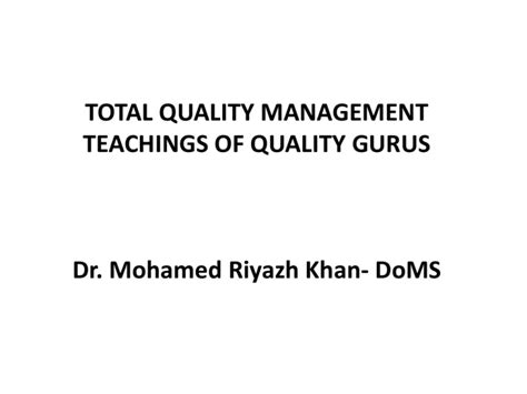 Total Quality Management Gurus