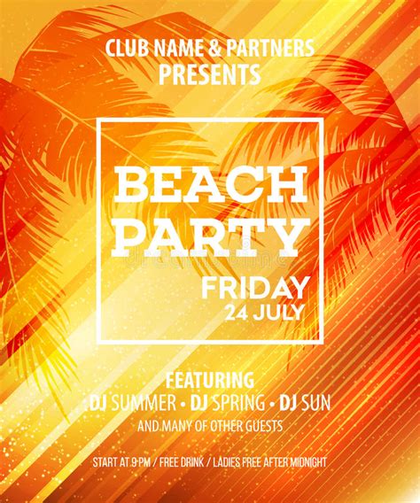 Modern Style Summer Party Flyer Template Stock Vector Illustration Of