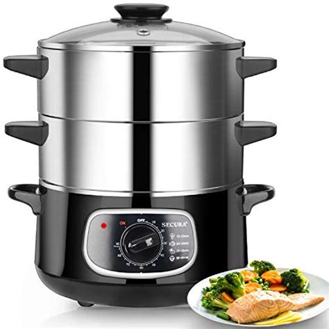 Secura 2 Stainless Steel Food Steamer 8 5 Qt Electric Glass Lid