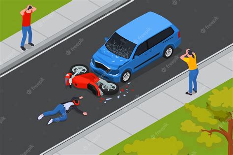 Free Vector Traffic Accident Isometric Composition With Crash Between