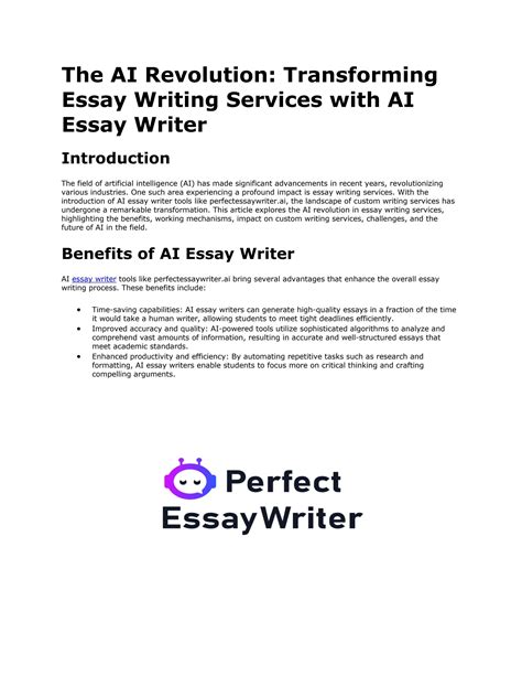 The Ai Revolution Transforming Essay Writing Services With Ai Essay