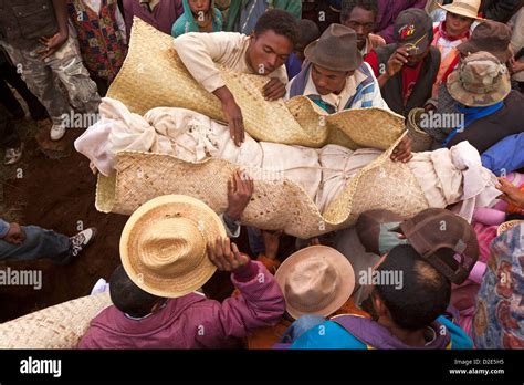 madagascar betsileo famadihana ceremony ‘turning of the bones body carried from tomb stock
