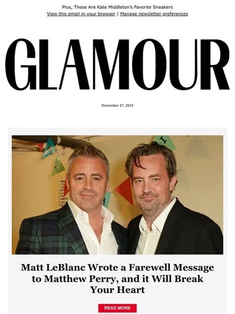Glamour Matt LeBlanc Wrote A Farewell Message To Matthew Perry And It Will Break Your Heart