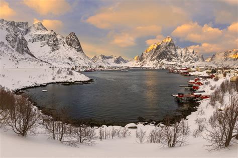 Red Cabins In Winter At Reine Harbor Fine Art Print Photos By Joseph