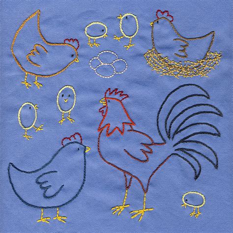 Chicken Embroidery pattern PDF by ShinyHappyWorld on Etsy