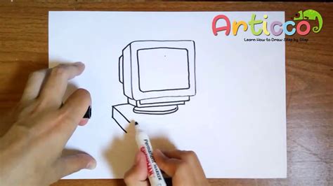 How To Draw A Computer Set Step By Step Youtube