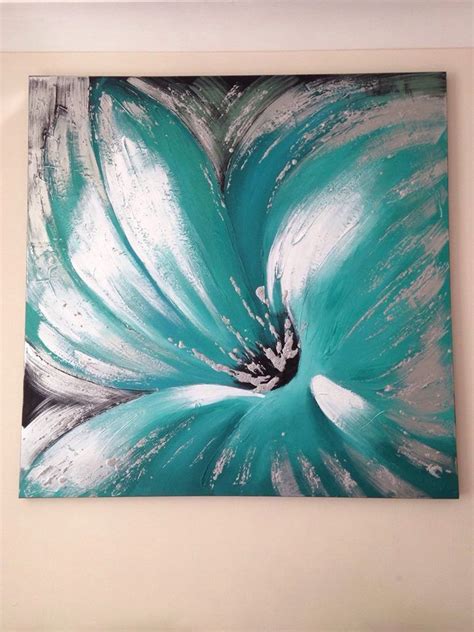 Teal Flowers In 2020 Abstract Art Painting Canvas Art Abstract Painting
