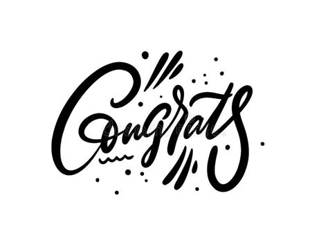 Congrats Sign Hand Drawn Lettering Phrase Black Ink Vector