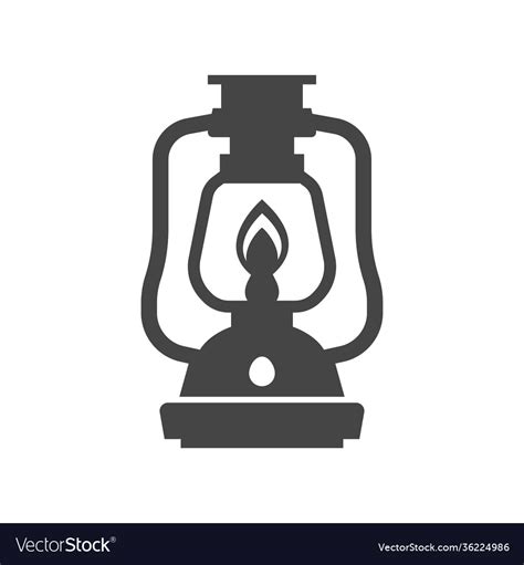 Gas Lamp Bold Black Silhouette Icon Isolated Vector Image