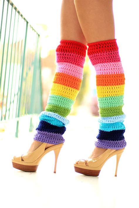 Double Rainbow Leg Warmers Over The Knee Kawaii Fashion Etsy Leg Warmers Fashion Funny Fashion