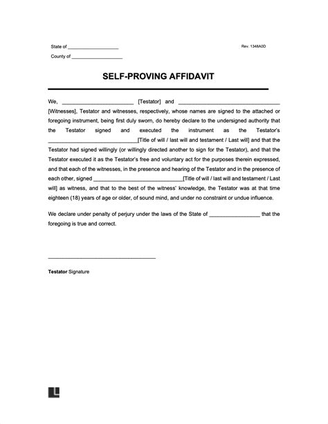 Free Self Proving Affidavit Form PDF Word