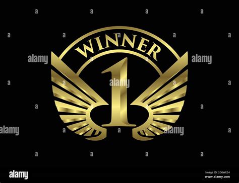 Golden Number One Icon Award Champion Winner Success Concept