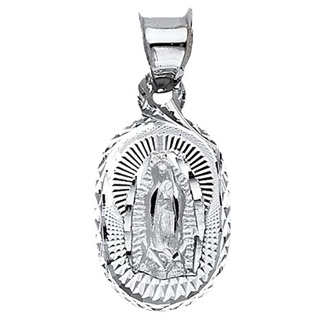Virgen De Guadalupe Medal 14k White Gold Our Lady Of Guadalupe Oval