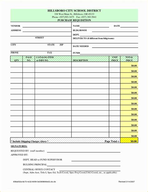 Free Requisition Form Template Excel Printable Templates