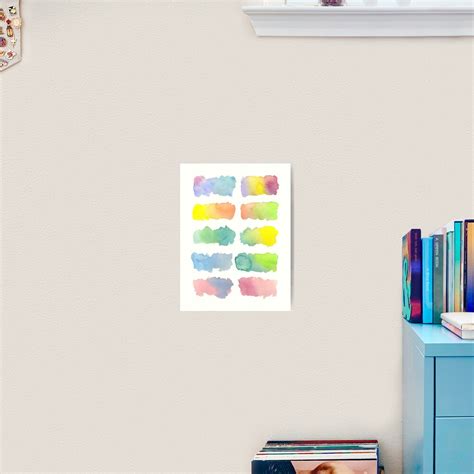 Hand Painted Watercolor Colorful Gradation Rainbow Labels Art Print