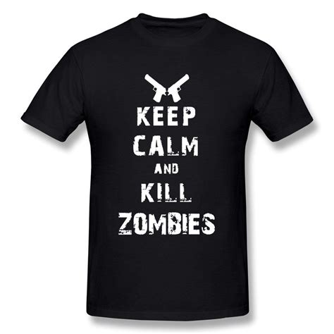 tasy men s keep calm kill zombies t shirt l black mens crew neck